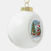 VROLIJKE KERSTBEAGLE KERAMISCHE BAL ORNAMENT (Links)