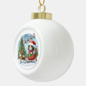VROLIJKE KERSTBEAGLE KERAMISCHE BAL ORNAMENT (Rechts)
