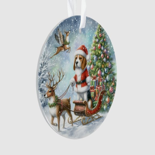 VROLIJKE KERSTBEAGLE ORNAMENT (voorkant)