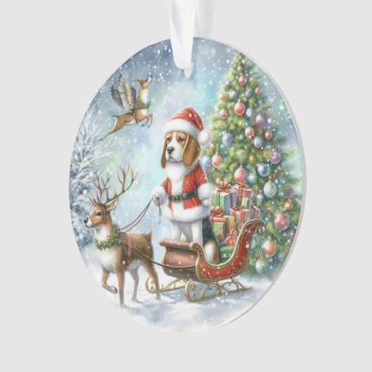 VROLIJKE KERSTBEAGLE ORNAMENT (voorkant)