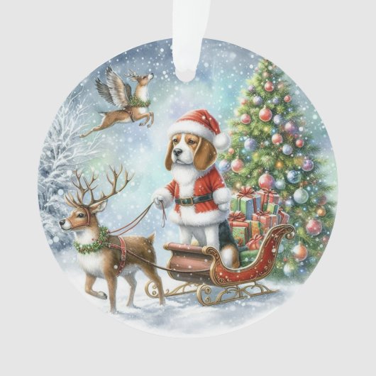 VROLIJKE KERSTBEAGLE ORNAMENT (voorkant)