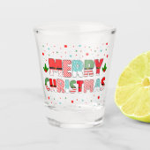 Vrolijke kerstbelettering in seizoensgebonden elem shot glas (Voorkant)