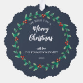 Vrolijke Kerstbessen foto Papier Ornament Kaart (Achterkant)