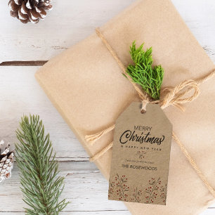 Vrolijke kerstbessen gepersonaliseerd cadeaulabel