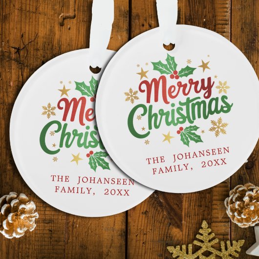 Vrolijke Kerstbessen Gouden Sterren Sneeuwvlokken  Ornament