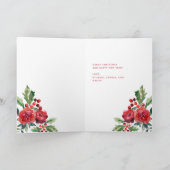 Vrolijke kerstbessen | Groen en rode vogel Feestdagen Kaart (Binnen)
