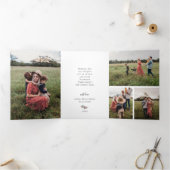 Vrolijke Kerstbessen Krans Vakantie Fotokaart Drieluik Uitnodiging (Binnen)