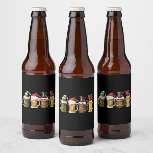 Vrolijke kerstbieren Drink Santa Beer Lover Bier Etiket (Flessen)