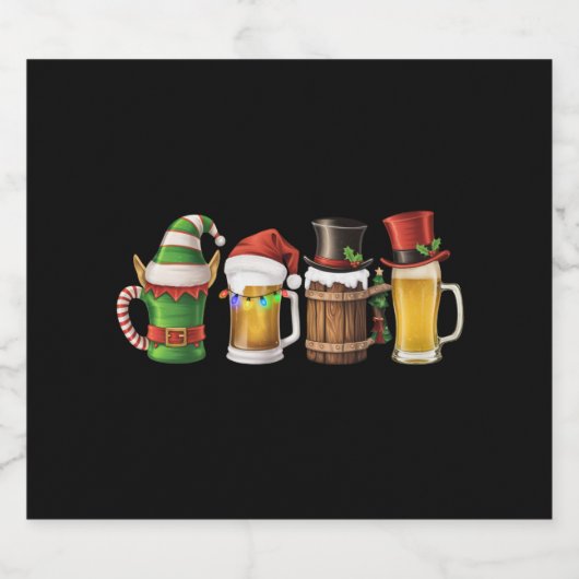Vrolijke kerstbieren Drink Santa Beer Lover Bier Etiket (Enkel label)