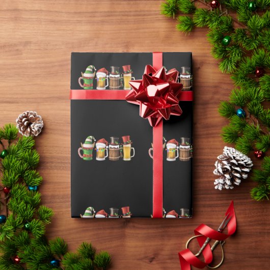 Vrolijke kerstbieren Drink Santa Beer Lover Cadeaupapier (Feestdagen Geschenken)
