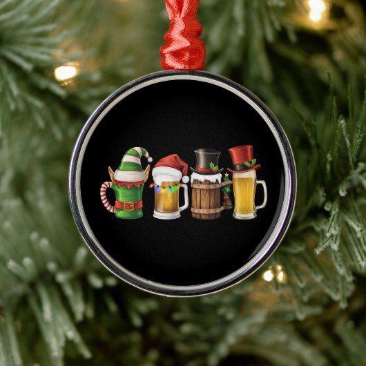 Vrolijke kerstbieren Drink Santa Beer Lover Metalen Ornament (Boom)