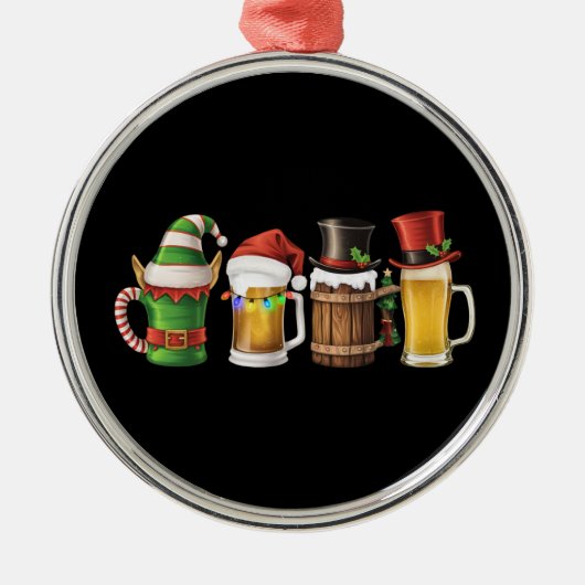 Vrolijke kerstbieren Drink Santa Beer Lover Metalen Ornament (Voorkant)