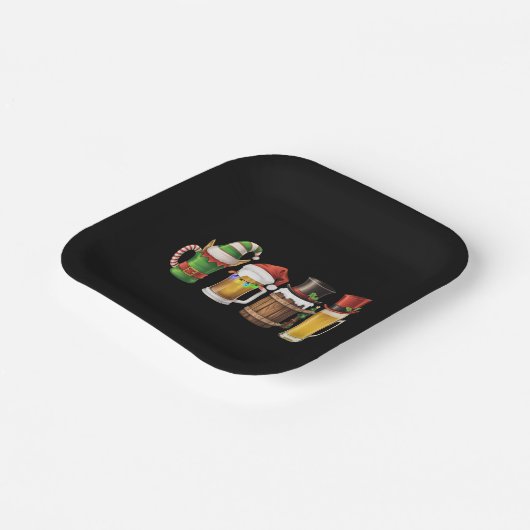 Vrolijke kerstbieren Drink Santa Beer Lover Papieren Bordje (Gebogen)