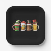 Vrolijke kerstbieren Drink Santa Beer Lover Papieren Bordje (Voorkant)