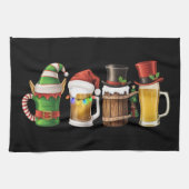 Vrolijke kerstbieren Drink Santa Beer Lover Theedoek (Horizontaal)