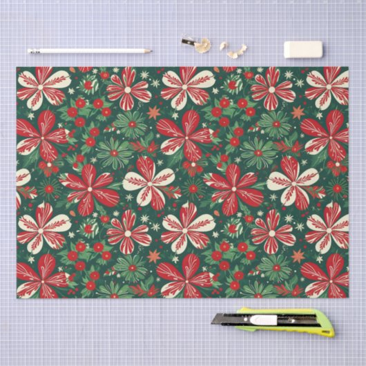 Vrolijke kerstbloemen en sterren tissuepapier (Craft)