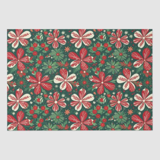 Vrolijke kerstbloemen en sterren tissuepapier (Voorkant)