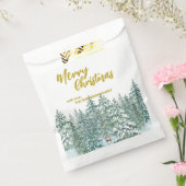 Vrolijke kerstbomen bos Modern Gold script Vakanti Bedankzakje (Gezegeld)