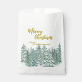 Vrolijke kerstbomen bos Modern Gold script Vakanti Bedankzakje (Voorkant)
