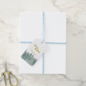 Vrolijke kerstbomen bos Modern Gold script Vakanti Cadeaulabel (Met Touw)
