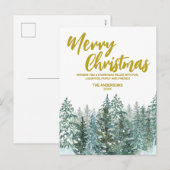 Vrolijke kerstbomen bos Modern Gold script Vakanti Feestdagenkaart (Voorkant / Achterkant)