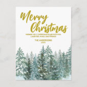 Vrolijke kerstbomen bos Modern Gold script Vakanti Feestdagenkaart (Voorkant)