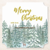 Vrolijke kerstbomen bos Modern Gold script Vakanti Kartonnen Onderzetters (Voorkant)