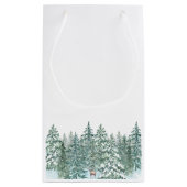 Vrolijke kerstbomen bos Modern Gold script Vakanti Klein Cadeauzakje (Achterkant)