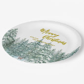 Vrolijke kerstbomen bos Modern Gold script Vakanti Papieren Bordje (Gekanteld)