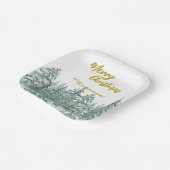 Vrolijke kerstbomen bos Modern Gold script Vakanti Papieren Bordje (Gebogen)