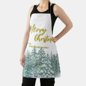 Vrolijke kerstbomen bos Modern Gold script Vakanti Schort (Insitu)