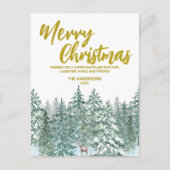 Vrolijke kerstbomen bos Moose script Vakantie Feestdagenkaart (Voorkant)