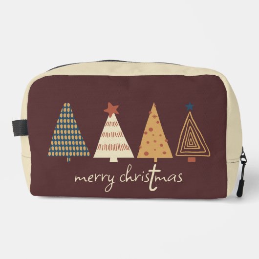 Vrolijke kerstbomen Bruin Toilettasje (Voorkant)