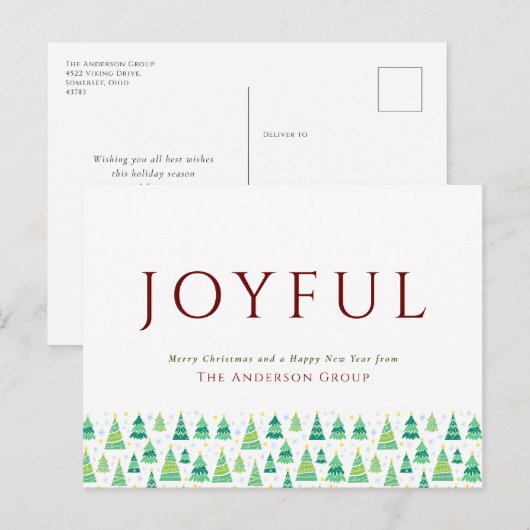 Vrolijke kerstbomen Corporate Feestdagenkaart (Voorkant / Achterkant)