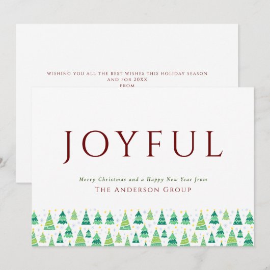 Vrolijke kerstbomen Corporate Logo Feestdagenkaart (Voorkant / Achterkant)