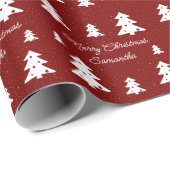 Vrolijke kerstbomen Custom Name Wrapping Paper Cadeaupapier (Rol Hoek)