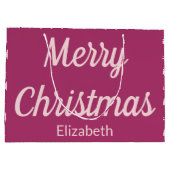 Vrolijke kerstbomen Diep Roze en Bleek Roze Naam Groot Cadeauzakje (Achterkant)