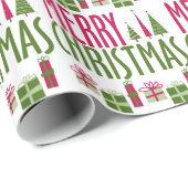 Vrolijke kerstbomen en Cadeaus Cadeaupapier (Rol Hoek)