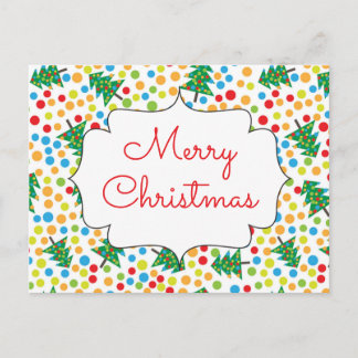 Vrolijke Kerstbomen en Lichten Retro Vakantie Briefkaart