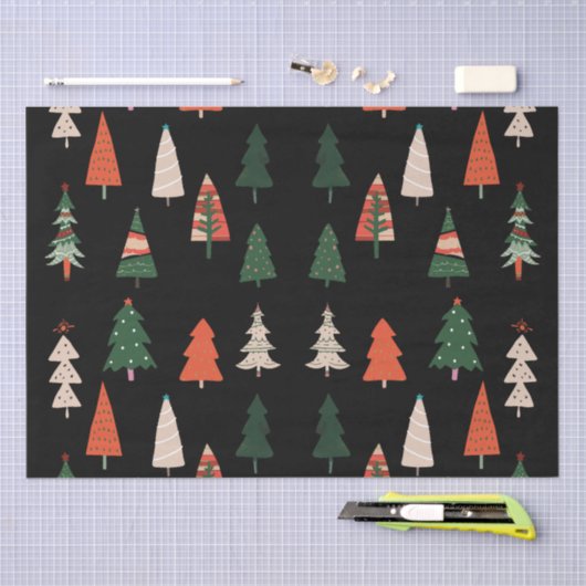 Vrolijke kerstbomen feestelijk tissuepapier (Craft)