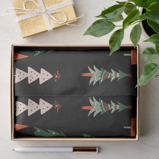 Vrolijke kerstbomen feestelijk tissuepapier (Geschenk)