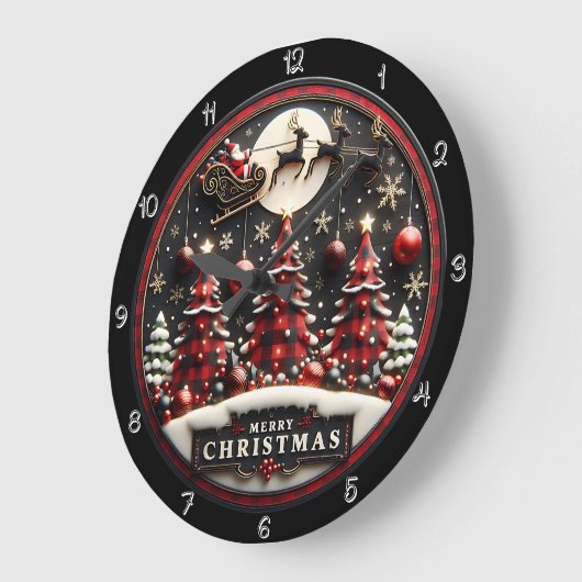 Vrolijke kerstbomen geplakt Santa Sleigh Grote Klok (Hoek)