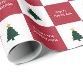 Vrolijke kerstbomen Groen Rood Wit Van Naam Cadeaupapier (Rol Hoek)