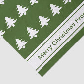 Vrolijke Kerstbomen Groen Wit & Naam van de Afzend Tissuepapier (Detail)