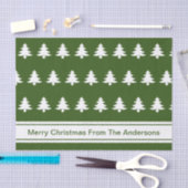 Vrolijke Kerstbomen Groen Wit & Naam van de Afzend Tissuepapier (Craft)
