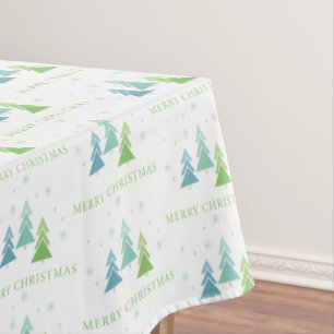 Vrolijke kerstbomen Groene en Blauwgroen vakantie Tafelkleed