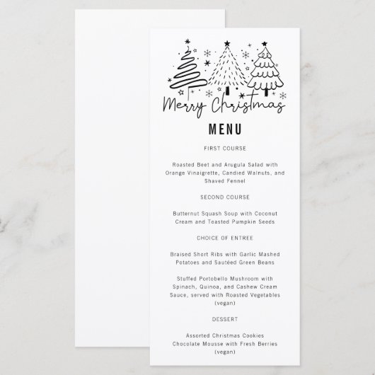 Vrolijke kerstbomen Holiday Dinner Party Menu (Voorkant / Achterkant)