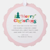 Vrolijke kerstbomen kleurrijke retro foto ornament kaart (Voorkant)