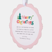 Vrolijke kerstbomen kleurrijke retro foto ornament kaart (Links)