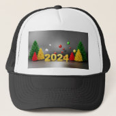 Vrolijke kerstbomen met geprint Afbeelding uit 202 Trucker Pet (Voorkant)
